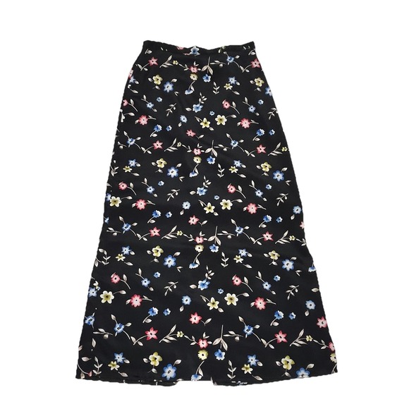 Rikki J. New York Dresses & Skirts - Rikki J Vintage 90s Floral Maxi Skirt Black Small Whimsigoth Prairie Modest Boho